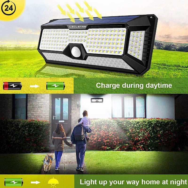 LECLSTAR Solar Outdoor Lights - 4000Lm 268 LED Security Lights with 4 Wide Angle, Motion Sensor Lights for Outside, IP65 Waterproof Solar Powered Wireless Flood Wall Lights with 3 Modes - Image 2